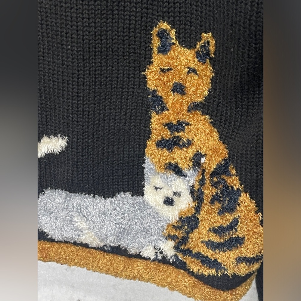 Christopher & Banks Y2K Cat Lady Zip Up Hand Embroidered Knit Cardigan Vintage - Picture 5 of 8